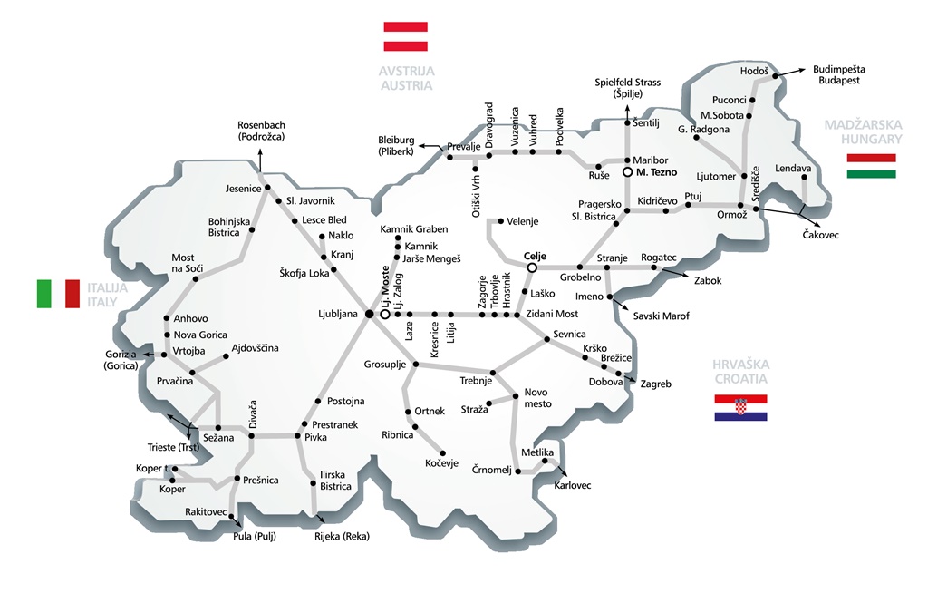 Map of Slovenian railway