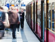 People at the train station