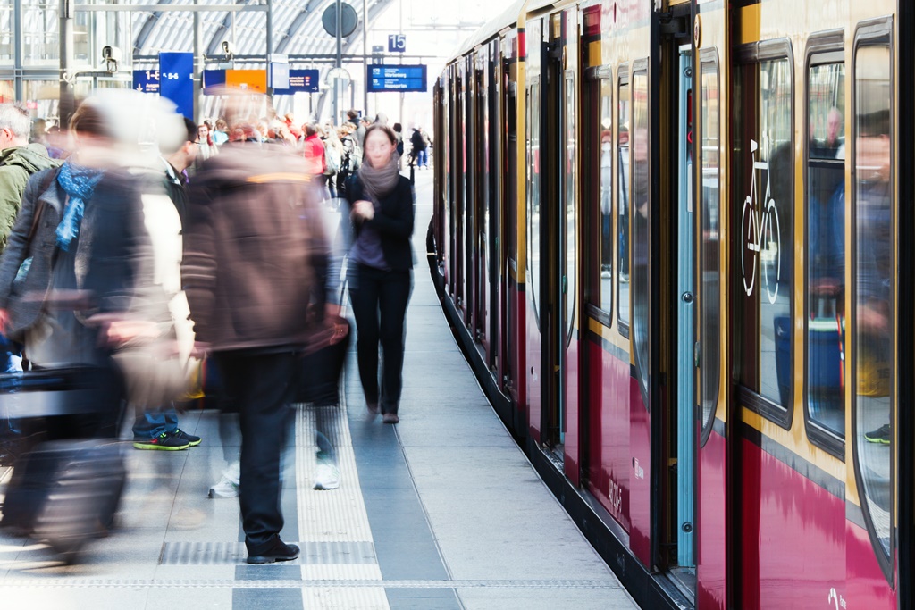 People at the train station